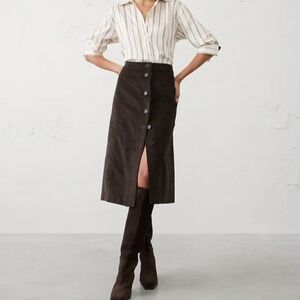 Banana Republic Brown Corduroy Button-Front Skirt